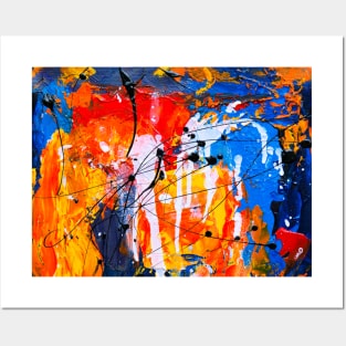 Orange and blue abstract painting Posters and Art